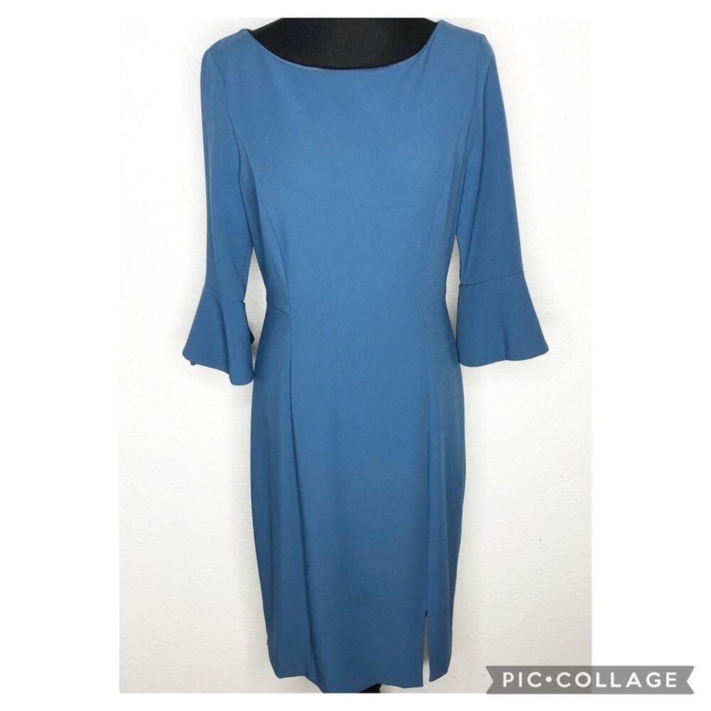 WHBM blue bell sleeve sheath midi dress size 10